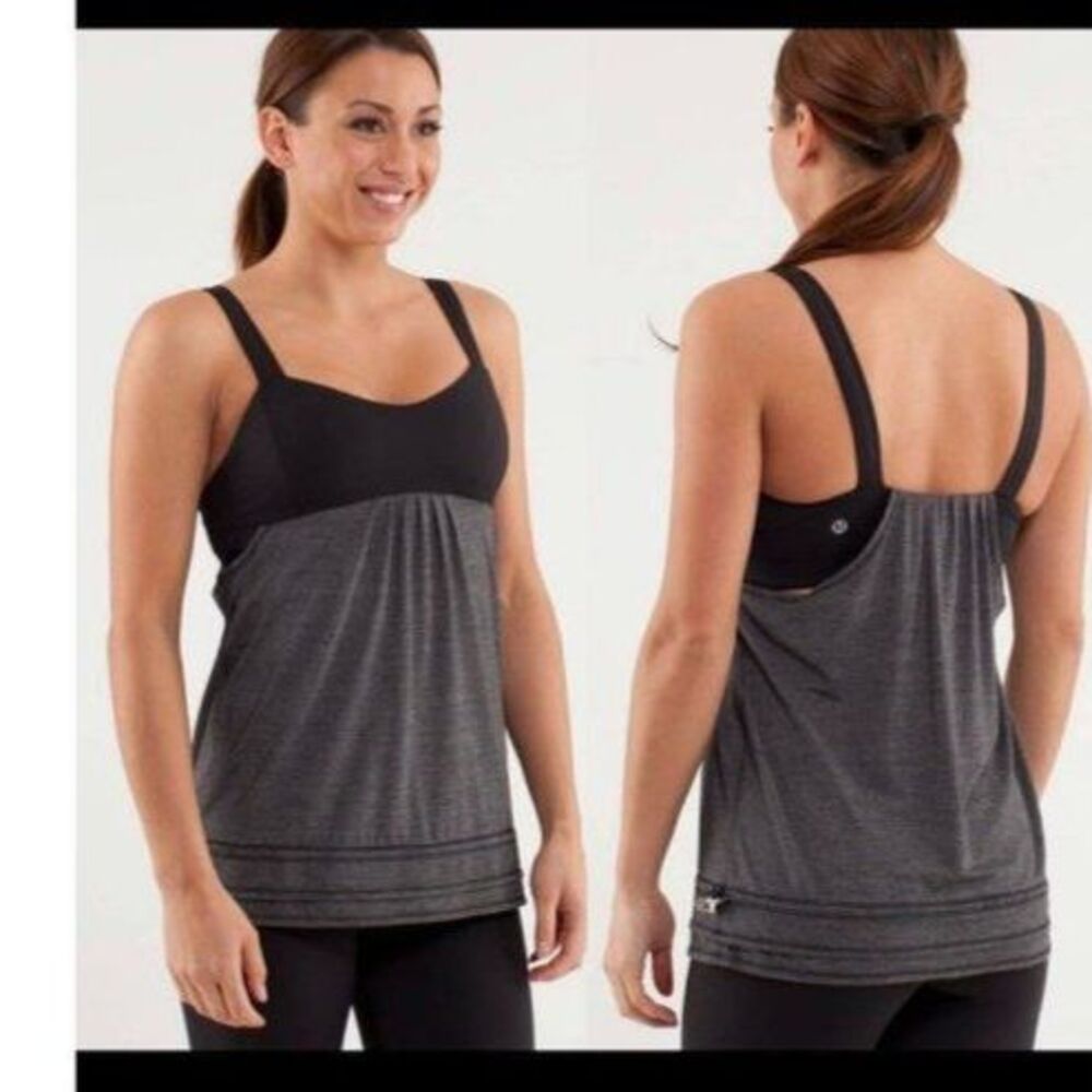 Lululemon size 4 back on track black and gray tank top